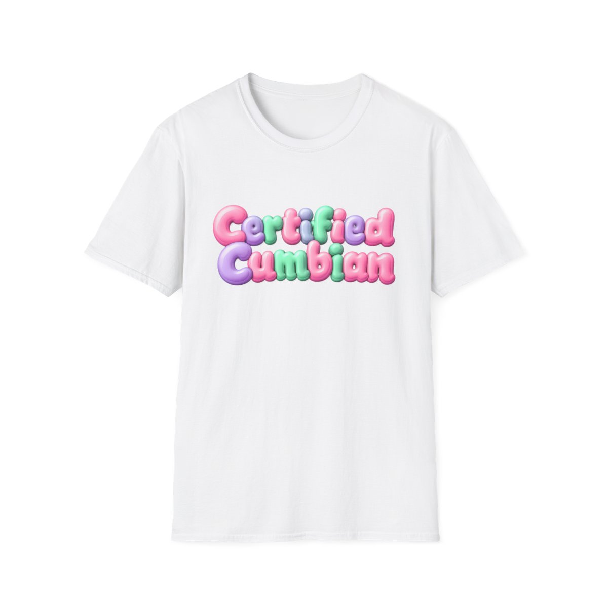 Certified Cumbian Tee — White tee, front view