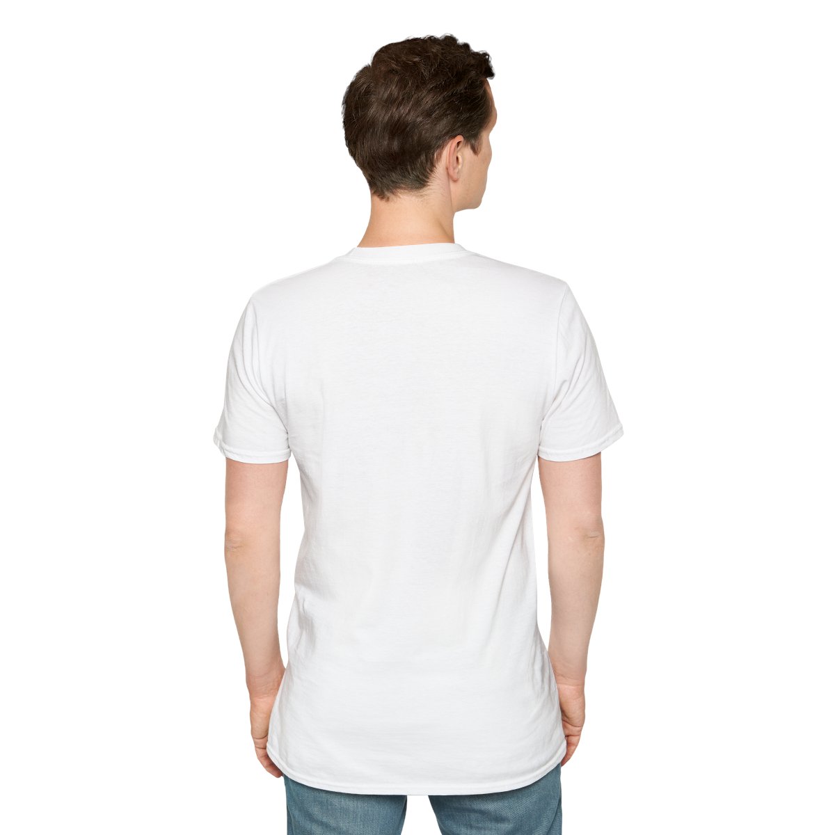 Certified Cumbian Tee — White tee, person back view