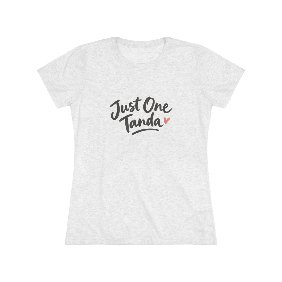 Just One Tanda Tee — Tri-Blend Heather White tee, front view
