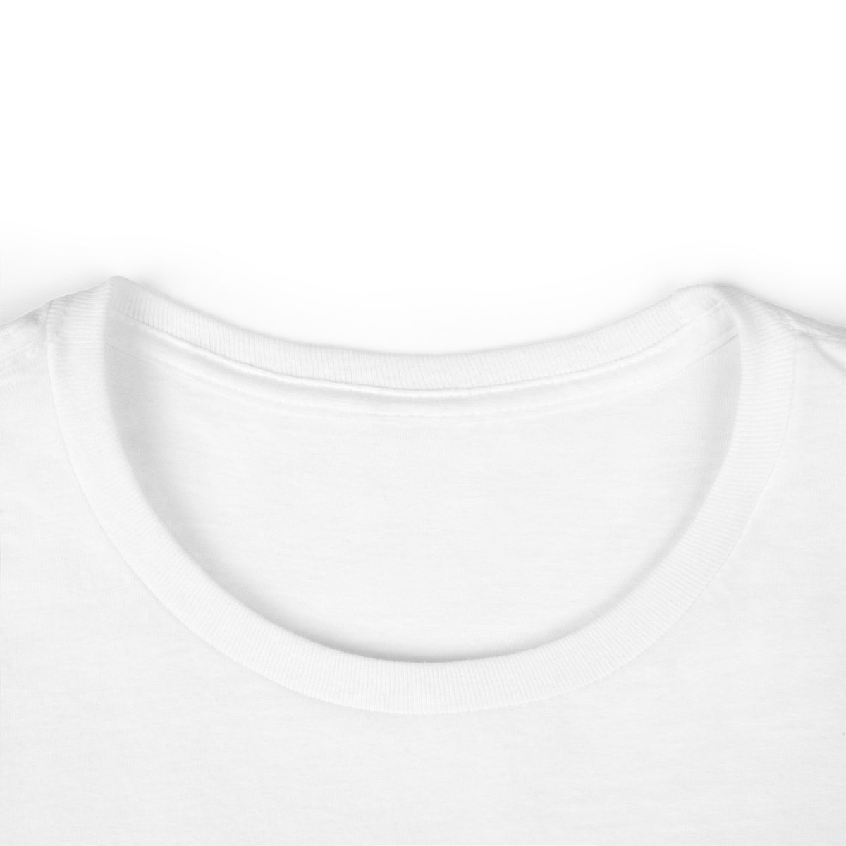 Bachata Addict Tee — White tee, front collar closeup view