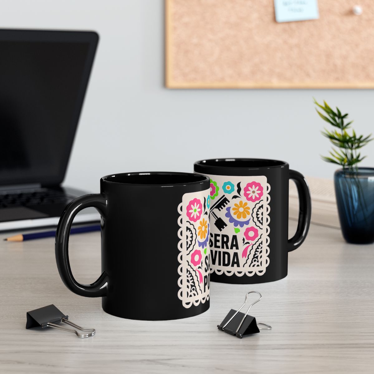Salsera Por Vida Mug — black mug, context view