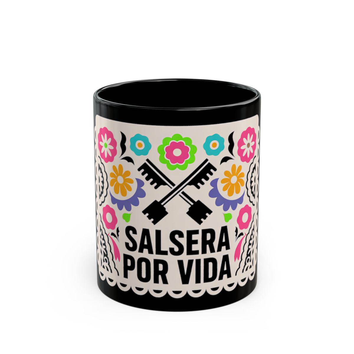 A pair of crossed claves, flat screen-print inks; print-ready: bold clean edges, strokes thick enough to print