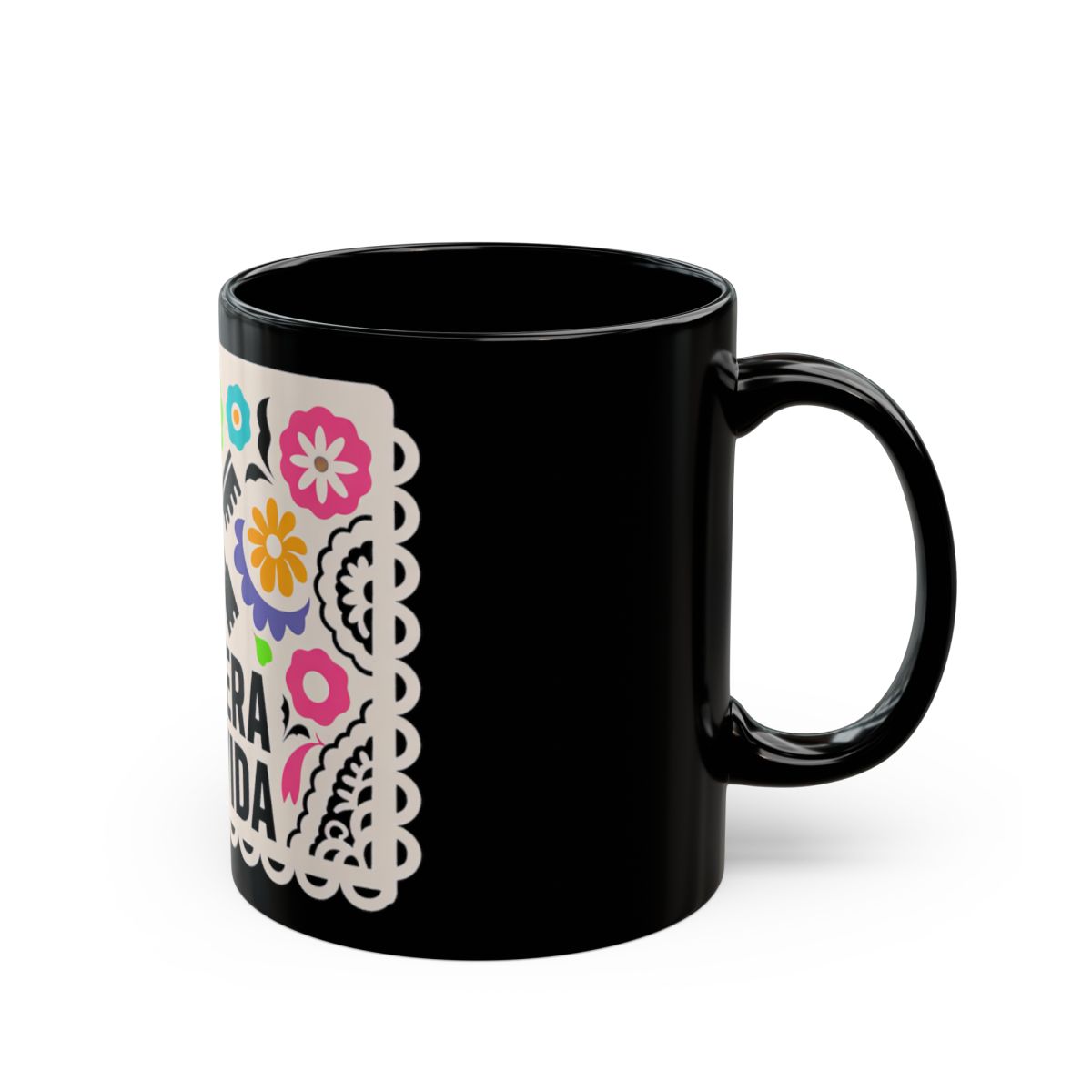 Salsera Por Vida Mug — black mug, right view