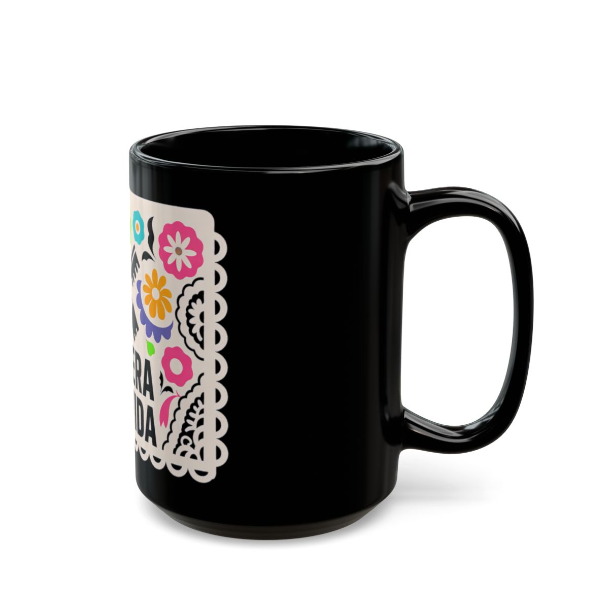 Salsera Por Vida Mug — black mug, right view