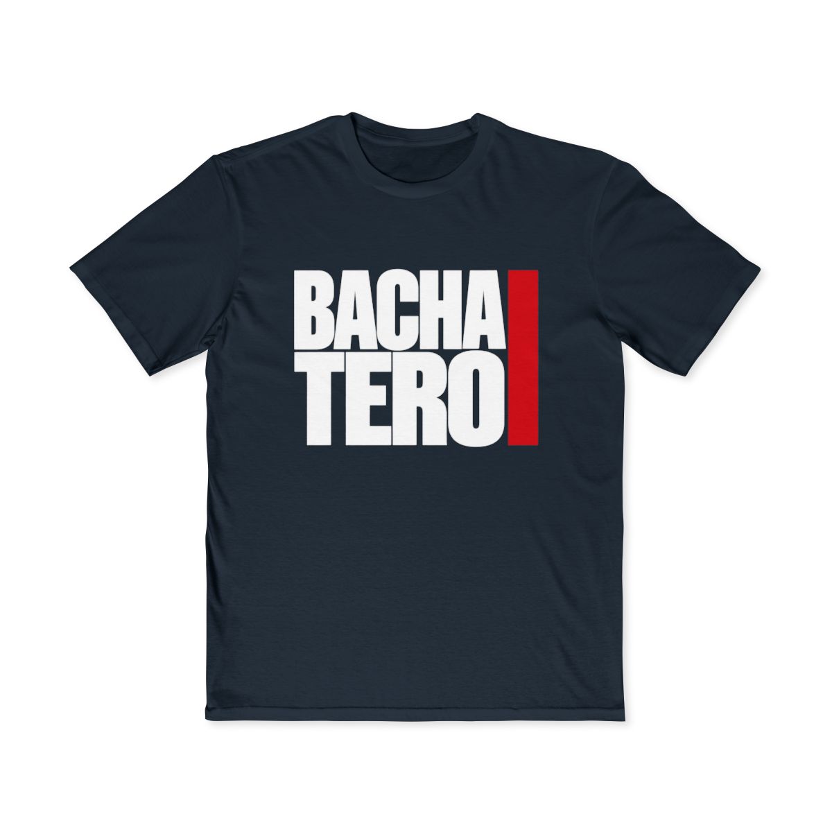 Bachatero Tee - Bold Stacked Block Type — New Navy tee, front view